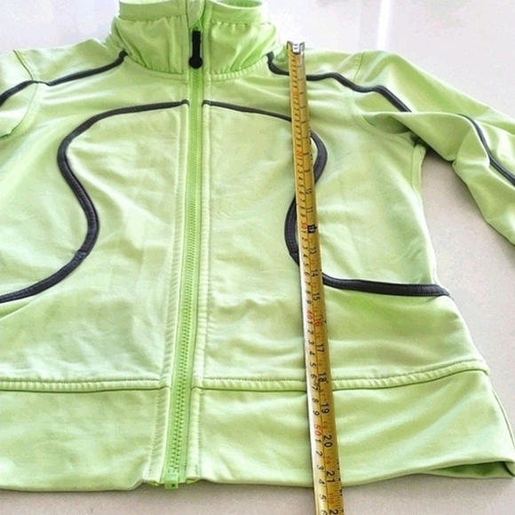 Lululemon Tracker Neon Lime Grey Piping Full  Zip Jacket Size 4 - Picture 12 of 14